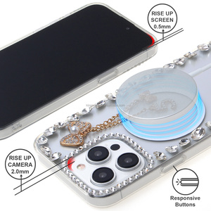 Kingsoul Luxury Diamond Glitter Magnetic Shockproof TPU+<b>PC</b> Multi Colors Phone Case for 15 Promax 17-Sam S24ultra <b>Wireless</b> - Product Image 4