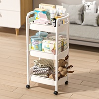 Poussette à collation mobile en plastique multicouche avec roues pour la cuisine, la salle de bain et le salon de beauté pour le rangement des outils de nettoyage
