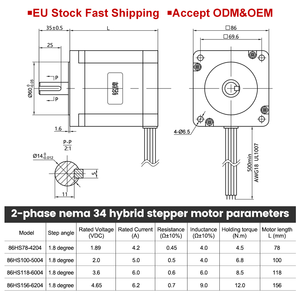 Motore <span class=keywords><strong>Stepper</strong></span> ibrido <span class=keywords><strong>Nema34</strong></span> 4.5N.m 8.5N.m 12N.m CNC DC Nema 34 <span class=keywords><strong>Stepper</strong></span> <span class=keywords><strong>Motor</strong></span> - Product Image 3