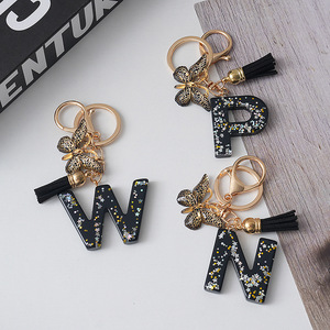 A B C 26 Letters Black Butterfly <strong>Tassels</strong> <strong>Key</strong> Chain Woman Bag Metal <strong>Key</strong> Chain <strong>for</strong> to Prevent Loss Car Keychain Promotional Gifts - Product Image 1