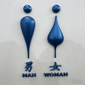 Panneau indicateur <span class=keywords><strong>WC</strong></span> stéréoscopique mural en alliage de cuivre et d'aluminium durable, plusieurs tailles, <span class=keywords><strong>signalétique</strong></span> commerciale publique - Product Image 1