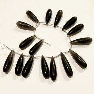 Perles lisses en forme de goutte d'eau en quartz fumé naturel, taille environ 1 pouce de long - Product Image 1