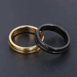 Men's Black Metal <b>Ring</b> SA1003 Simple Geometric Design Fashion Jewelry Gift Accessory - Product Image 3