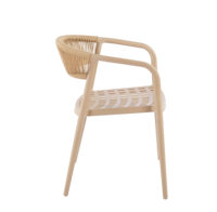 Chaise de salle à manger moderne en polypropylène de style rotin taupe avec accoudoirs
