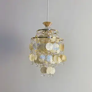 Modern Luxury Pattern Nature Shell con nappe di cristallo Bling Bling camera da letto portico lampadario decorativo lampada a sospensione a 3 colori