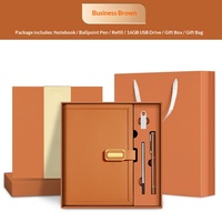 Ensemble cadeau d'affaires de luxe en cuir PU, carnet élégant avec stylo rechargeable, lecteur USB, logo personnalisé, fait à la main