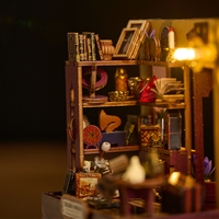 IIECREATE Mini Kit de Modélisme 3D en Bois Fait Main : Porte-Livres, Chasse au Trésor, Maison de Poupée Miniature