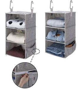 Detachable 3 <b>Shelf</b> Collapsible Hanging Organizer for Clothes and Shoes Canvas Hanging Closet <b>Shelf</b> Organizer - Product Image 1