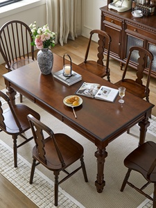 <span class=keywords><strong>Table</strong></span> à manger en bois massif de couleur noyer moderne de style français chaises petits appartements bureau de luxe léger de style américain à double usage - Product Image 2