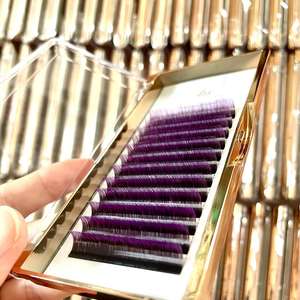 Vente en gros 3D Ombre Couleur Fourrure Marque Privée Doux Fait à la Main 0.07 Soie Volume Extensions de Cils Individuels Deux Tons Faux Vison - Product Image 3