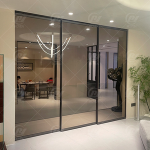 Portes coulissantes <span class=keywords><strong>Royen</strong></span> Factory Directly, style minimaliste, verre noir, fibre de verre, pour salle de bain et cuisine, cadre étroit moderne, double. - Product Image 2