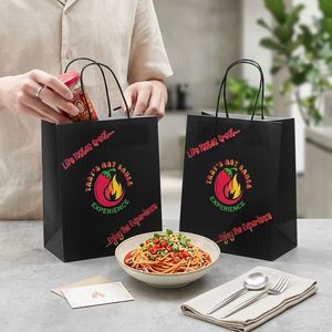 ถุงกระดาษคราฟท์สำหรับใส่ซอสพริกสำหรับร้านอาหาร แบบใช้แล้วทิ้ง เป็นมิตรกับสิ่งแวดล้อม รีไซเคิลได้ ย่อยสลายได้ พร้อมหูหิ้วแบบเกลียว - Product Image 2