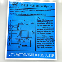 Régulateur de moteur à engrenages FS32B AC 220V, contrôleur de moteur monophasé, interrupteur séparé, type séparé, 50HZ, 4 pôles