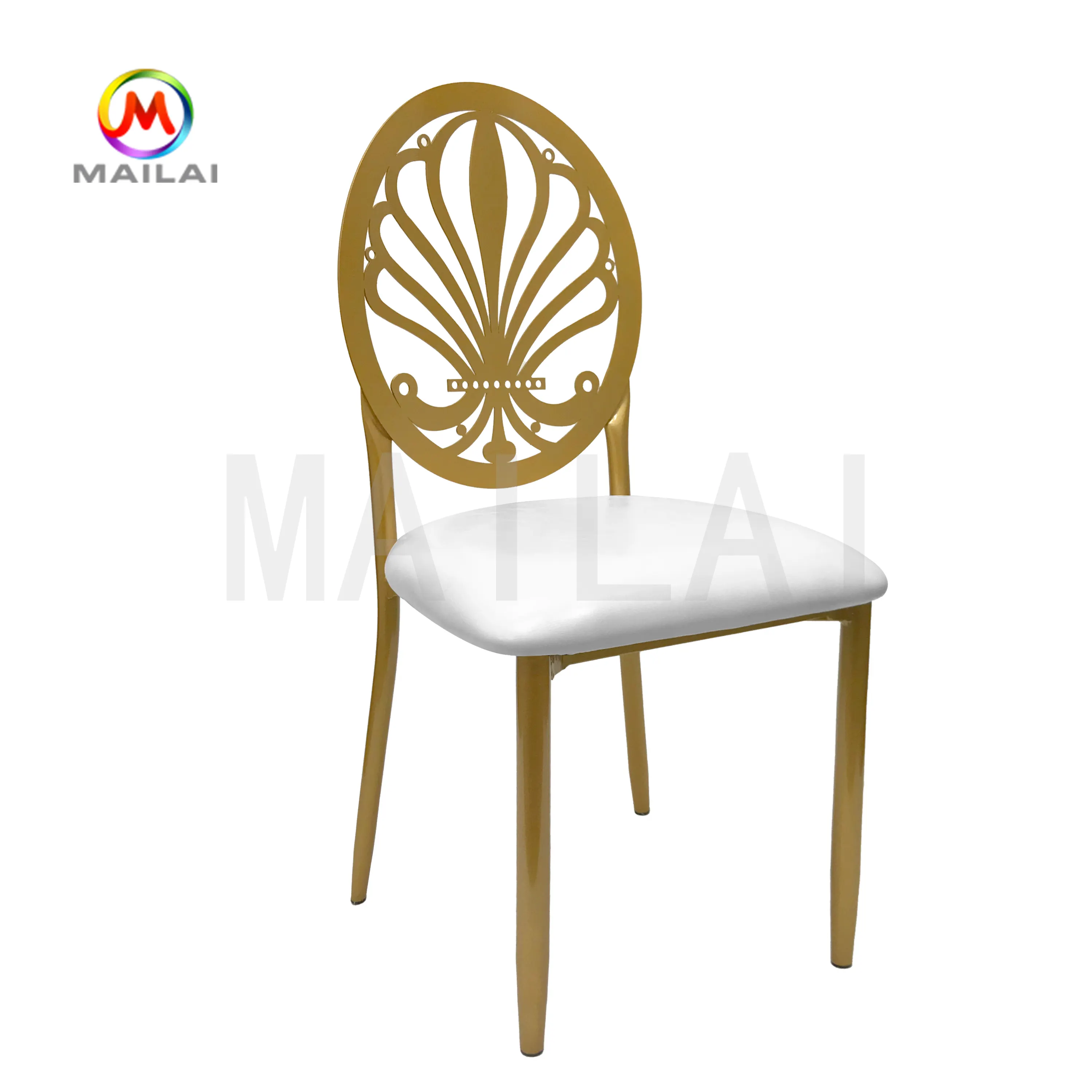 Risanshan — chaise de mariage royal en cuir, coussin en métal, or, nouveau design
