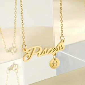 Collar de joyería de moda con colgante de acero inoxidable de astrología con signo del zodiaco estrella nacimiento del zodiaco de 12 Constelaciones letras del zodiaco - Product Image 3