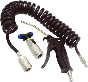 <strong>Flexible</strong> 5M Penumatic Red Blue Black Trailer Spiral Coiled Air Line <strong>Hose</strong> Roll Set 120mm - Product Image 1