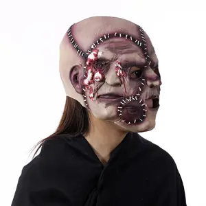 Трехсторонняя маска для Хэллоуина, призрачное лицо, ужасы, призрак, фестиваль, камера, имитация лица, капот, латекс