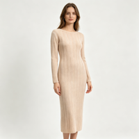 Pull tricoté long et fin à col rond pour femme, personnalisable OEM & ODM, en maille côtelée super longue, couleur menthe, vente en gros
