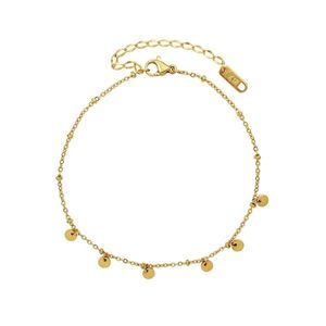 Nouvelle Arrivée Bijoux de Mode Étanche Plaqué Or 18 carats Acier Inoxydable Chaîne Délicate Petite Breloque Disque Pièce de Monnaie Bracelet de Cheville pour Femme - Product Image 2