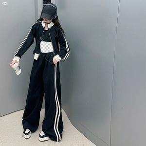 Nouvelle Collection Printemps 2026 : Ensemble 2 Pièces Tendance pour Filles Adolescentes (5-15 Ans) - Veste <span class=keywords><strong>Noire</strong></span> et Jaune + Pantalon Ample - Product Image 3