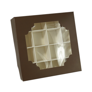Caja <span class=keywords><strong>de</strong></span> embalaje <span class=keywords><strong>de</strong></span> papel <span class=keywords><strong>de</strong></span> 16 cuadrículas para galletas, dulces, Chocolate, macaron, con tapa transparente para ventana <span class=keywords><strong>de</strong></span> mascotas, color chocolate - Product Image 3