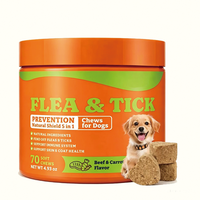 Friandises à mâcher naturelles pour la prévention des puces et des tiques chez les chiens, saveur bœuf et carotte, favorisent la vitalité et la santé, probiotique pour chiens
