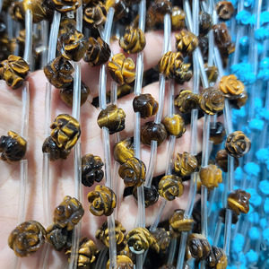 SB6722-5 <span class=keywords><strong>Pietra</strong></span> <span class=keywords><strong>Occhio</strong></span> <span class=keywords><strong>di</strong></span> <span class=keywords><strong>Tigre</strong></span> Intagliato Fiore della Rosa Perline Focale - Product Image 3