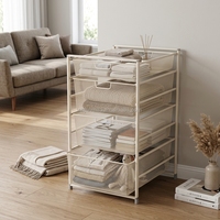 Panier de rangement en fil d'acier à 4 niveaux avec poignées, vente en gros OEM, kit de penderie DIY pour la maison et le bureau