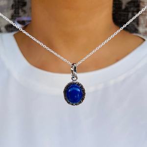 Anillo de Diseño Impresionante 925S con Piedra Preciosa de Lapislázuli, Chapado en Rodio, Anillo de Boda y Fiesta, Anillo Espiritual con Nombre - Product Image 4