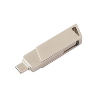Clé USB 3.0 rotative double interface OTG en métal 8 Go, couleur champagne argenté, style professionnel
