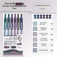 Marqueurs acryliques rétractables à pointe fine pour détails de modèles Gundam, figurines en bois et anime, stylos de peinture à un clic pour amateurs, 6 couleurs, 0,7 mm