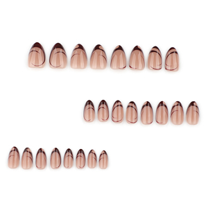 24 <span class=keywords><strong>Uñas</strong></span> Postizas Personalizadas 3268, Elegantes, Color Nude y Marrón a Rayas, Estilo Moderno, <span class=keywords><strong>Uñas</strong></span> de Almendra, <span class=keywords><strong>Uñas</strong></span> Artificiales - Product Image 2