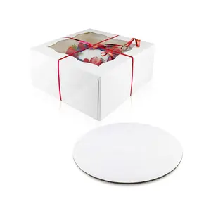 6 8 9 10in蛋糕装饰盒可折叠定制印刷透明PVC纸纸板制作包装带窗口蛋糕糕点盒
