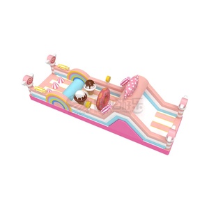 Parcours d'obstacles gonflable en PVC rose vif personnalisable Wolong 12x3.5x3.2m <span class=keywords><strong>pour</strong></span> enfants, usage intérieur/extérieur, <span class=keywords><strong>location</strong></span> commerciale, 500kg+ - Product Image 4
