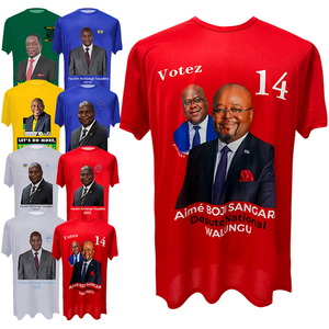 110gsm Red Political Election Campaign T-Shirt with Custom Candidate Photo and Logo Printing