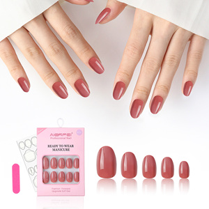 AIERFEI 30 pièces de <span class=keywords><strong>faux</strong></span> <span class=keywords><strong>ongles</strong></span> ovales à presser, couleur unie, <span class=keywords><strong>gel</strong></span> souple, <span class=keywords><strong>faux</strong></span> <span class=keywords><strong>ongles</strong></span>, logo personnalisé, <span class=keywords><strong>prix</strong></span> de gros, <span class=keywords><strong>ongles</strong></span> réutilisables - Product Image 1