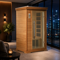 Sauna infrarouge lointain commercial moderne pour 2 personnes SS-100M en bois de pruche avec chauffage en fibre de carbone à faible EMF et filtre de refroidissement