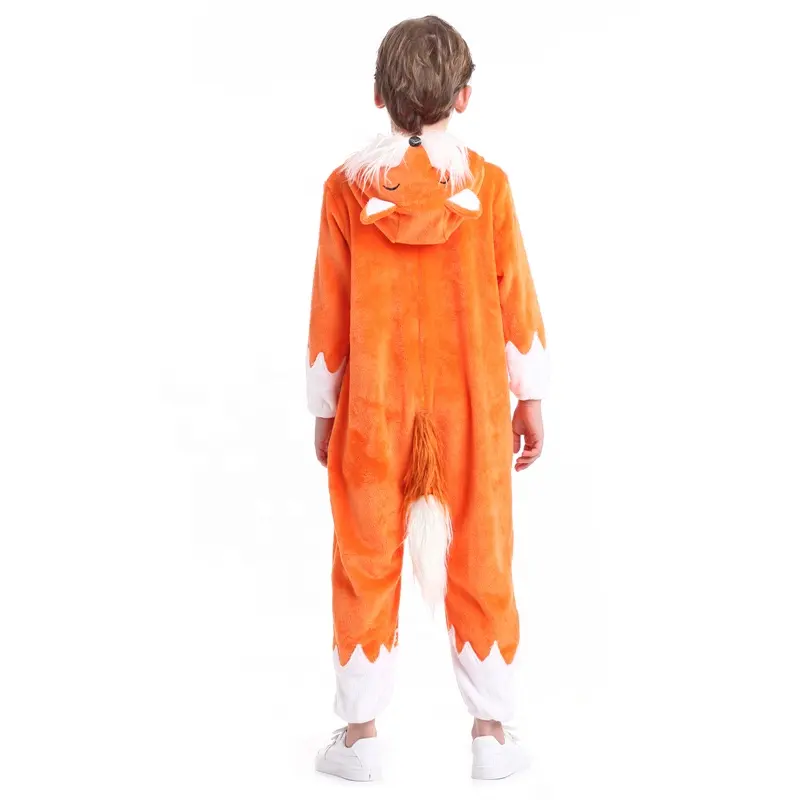 Fancy Dress For Boys Girls Animal Pajamas Kids Fox Jumpsuit Halloween Carnival Costume Fox Kigurumi Game Cosplay Costume