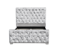 Lit de luxe plateforme double king size rembourrée en velours écrasé avec tête de lit LED