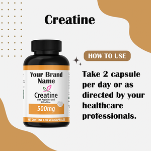 Creatina OEM 500mg con Arginina y Citrulina, 150 Cápsulas Vegetales, Marca Privada, Suplemento Dietético Vegano - Product Image 2