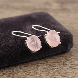 Boucles d'oreilles en quartz rose, faites à la main par un créateur, en argent sterling 925, pour femmes et filles, à porter lors de fêtes. - Product Image 3