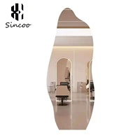 Miroir de coiffeur mural irrégulier en gros, double face, en verre, pour salon de coiffure, avec éclairage LED personnalisé