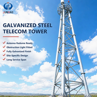 Menara Komunikasi Tiga Kaki untuk Jangkauan Jaringan Stasiun Basis Telekomunikasi Struktur Antena Baja Galvanis