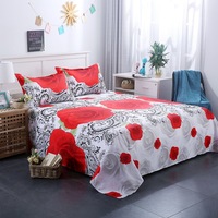 Parure de draps de style européen et américain, imprimée en 3D avec une grande rose rouge, imperméable, 100% polyester, antistatique, 400TC