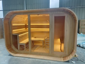 Sauna Redonda Tipo Barril, Cuadrada, Personalizada, para Interiores y Exteriores, de Cedro Rojo y Abeto - Product Image 3