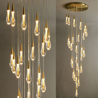 Lustre LED en cristal moderne et minimaliste de luxe pour hôtel, escalier en colimaçon, villa duplex, salon, chambre à coucher