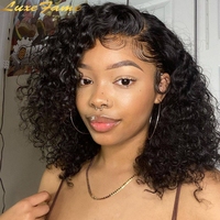 Perruques Courtes Bob Frisées Kinky 100% Cheveux Humains, Vente en Gros, Perruques Bob Frontales HD Sans Colle 13x4 pour Femmes Noires