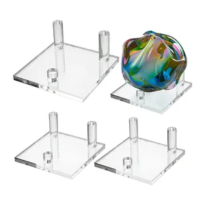 Wholesales Acrylic Display Stand Clear Three Peg Display Easel Stands for Rock Mineral Agate Small Collectibles