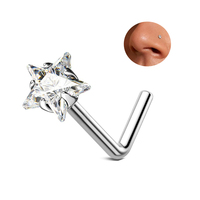 Nouveau design 2026 – Piercing de nez étoile CZ en forme de L, anneau de nez en acier inoxydable, bijoux de corps tendance pour femmes et hommes