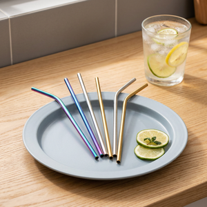 Modern Metal <b>Drinking</b> <b>Straws</b> Set of 5 Reusable Cocktail <b>Straws</b> in Blue Purple Gold Silver Colors <b>for</b> Bar Accessories - Product Image 2